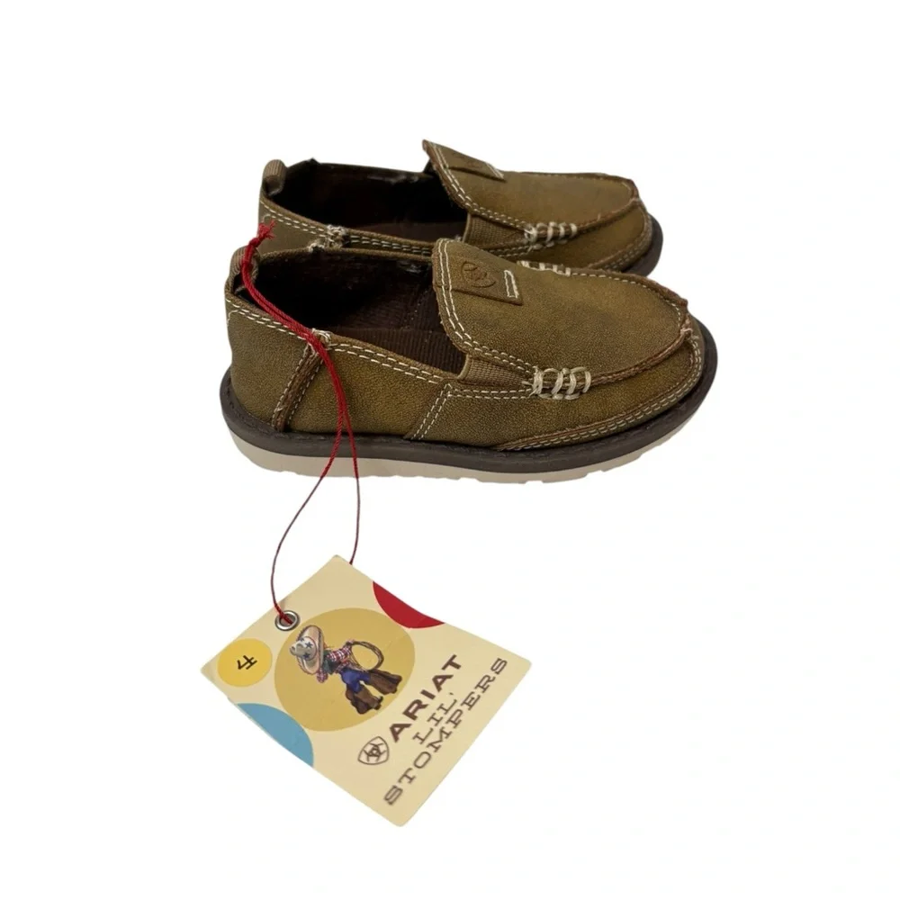 Ariat Toddler Lil'‎ Stompers Buckskin Cruiser Leather Loafers NWT Size 4